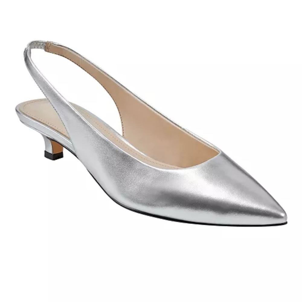 Marc Fisher LTD Silver Slingback Pointed Toe Heels